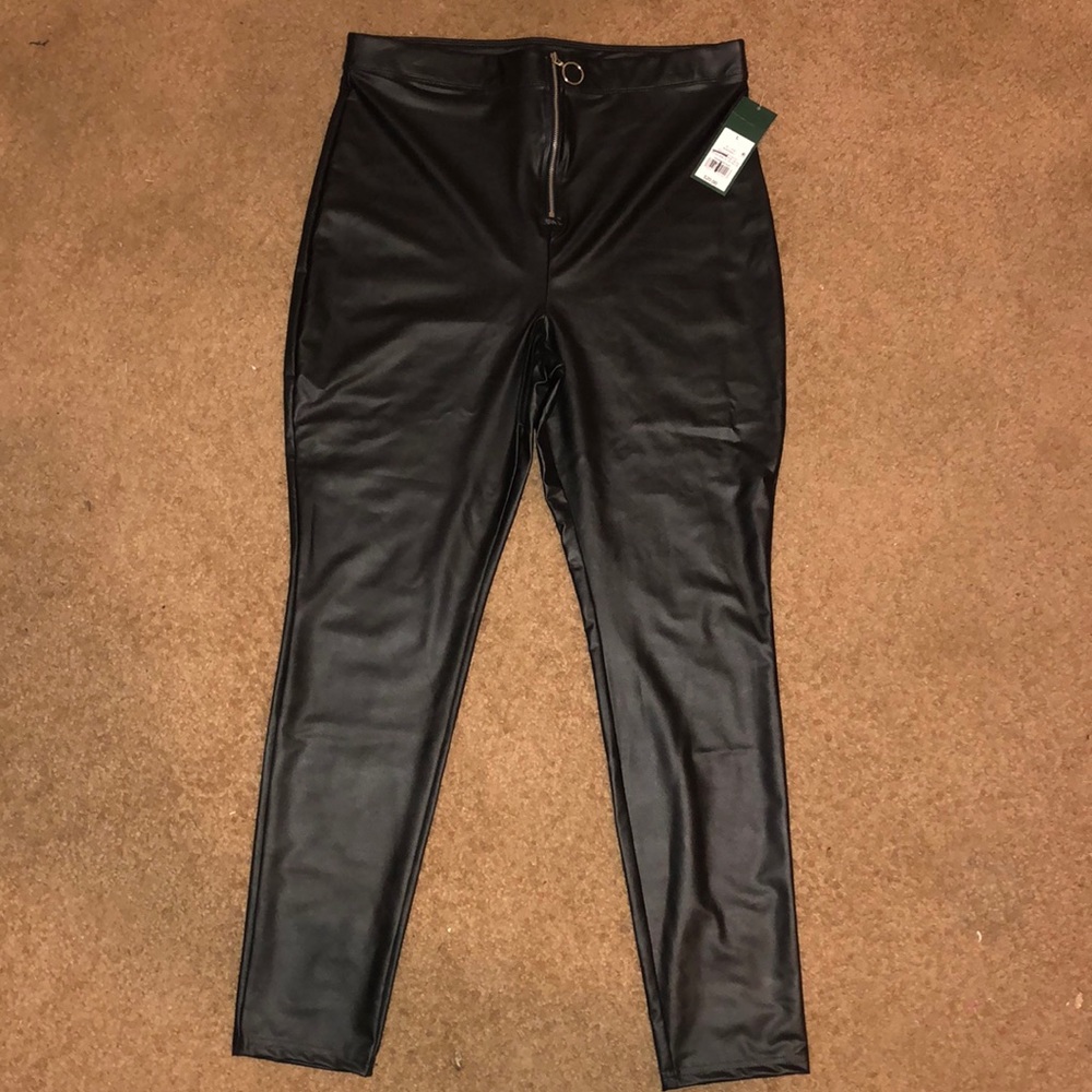 Black Polyester Spandex Pants